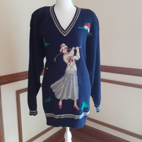 Susan Bristol Sweaters - Very Rare Vintage Susan Bristol V-Neck Golf Sweater - Size M - 1993